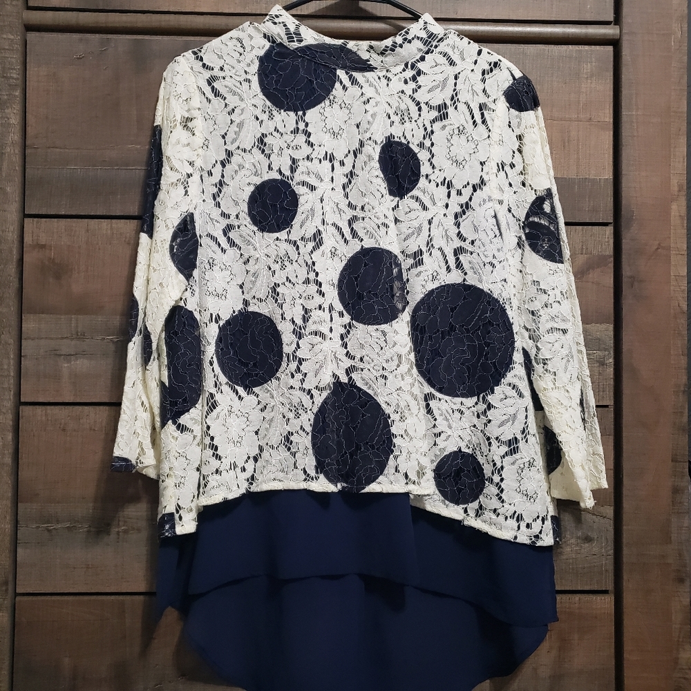 Anthropologie Lace Overlay Blouse